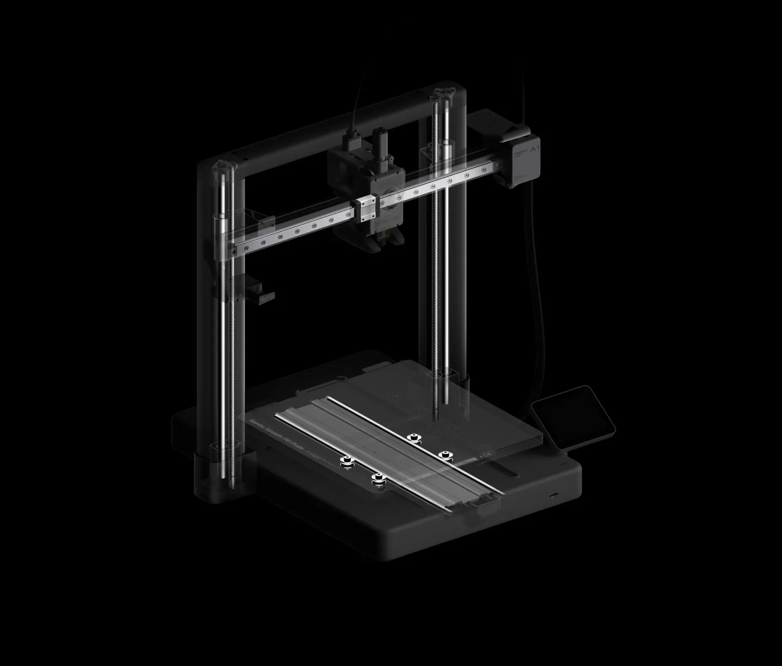 Bambu Lab A1: Estrutura, rolamentos e trilhos em metal