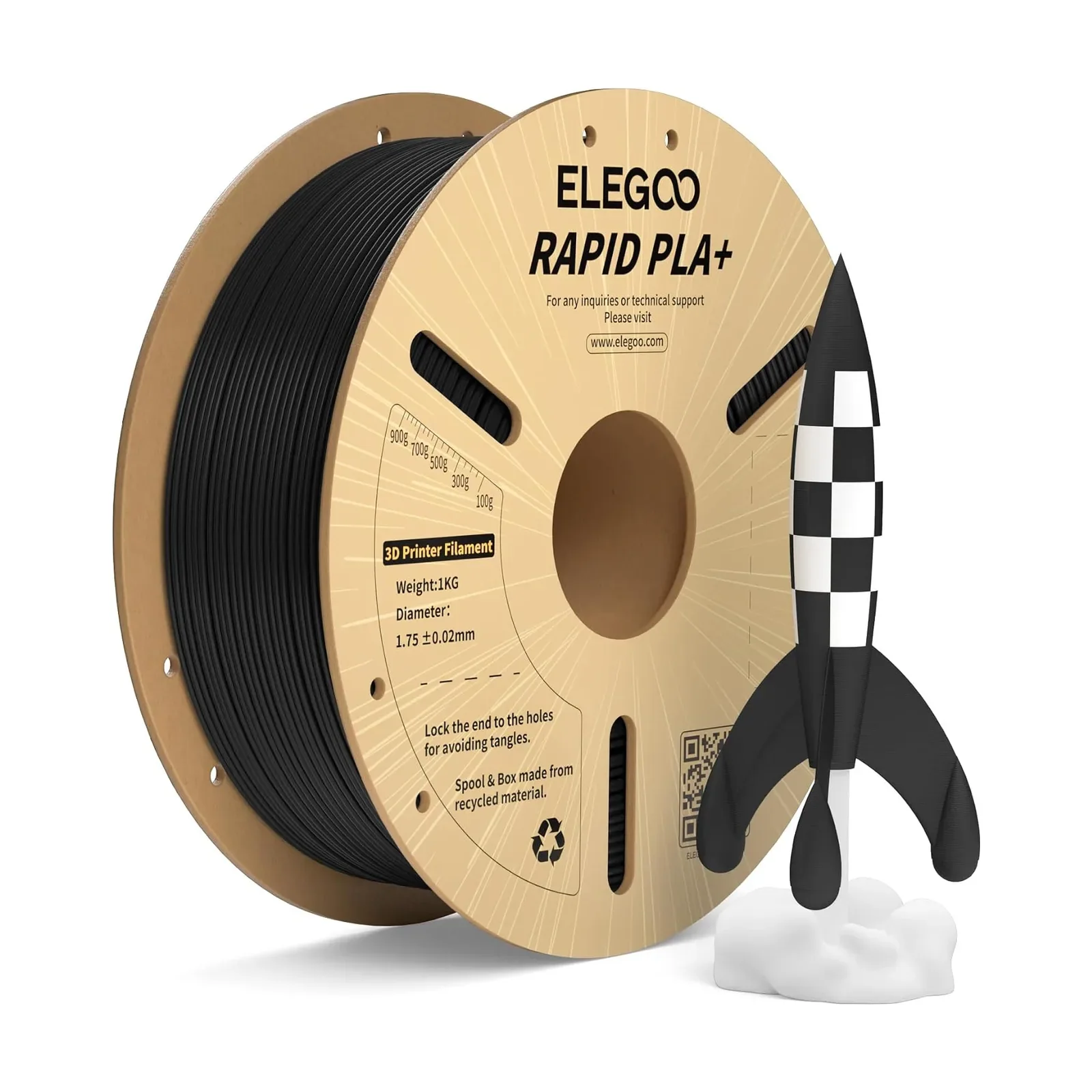 Elegoo Rapid PLA+ Preto, foto 2 de 2