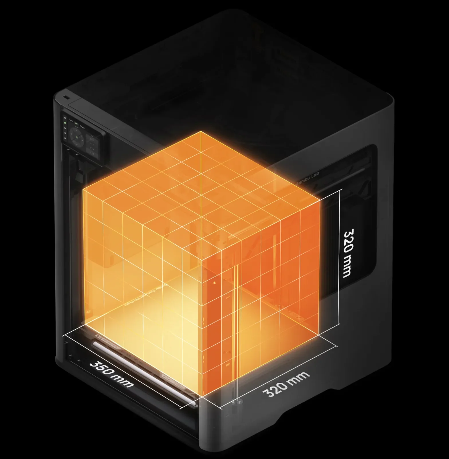 Bambu Lab H2D: Até 350 × 320 × 320 mm de área útil