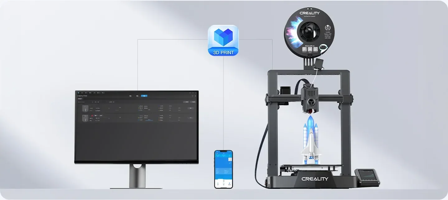 Creality Ender-3 V3 KE: Controle pelo Wi-Fi, do PC ou do celular