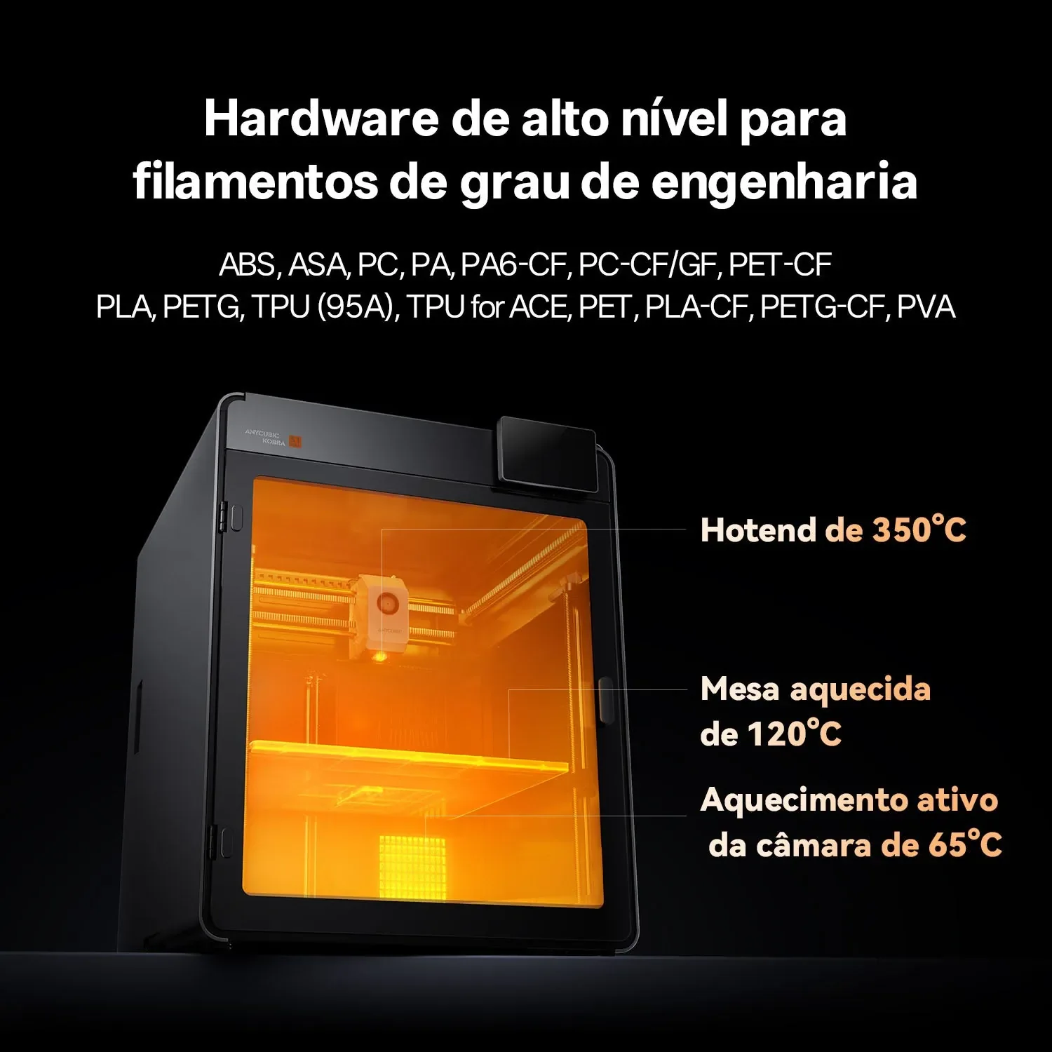 Anycubic Kobra S1 Max: Câmara a 65 °C para materiais de engenharia