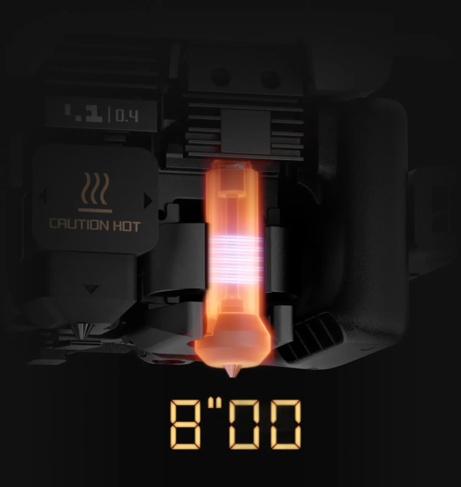 Bambu Lab H2C Combo: Hotend no ponto em 8 segundos