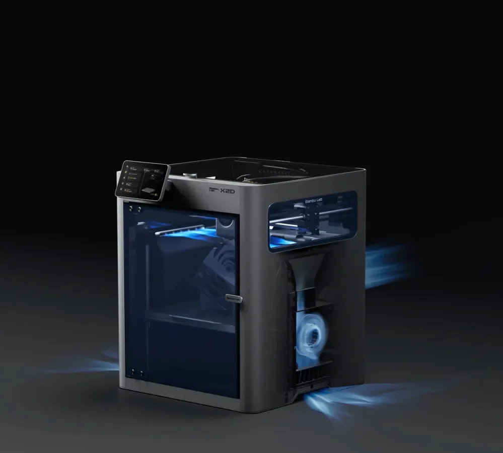 Bambu Lab X2D Combo: Duas entradas de ar frio