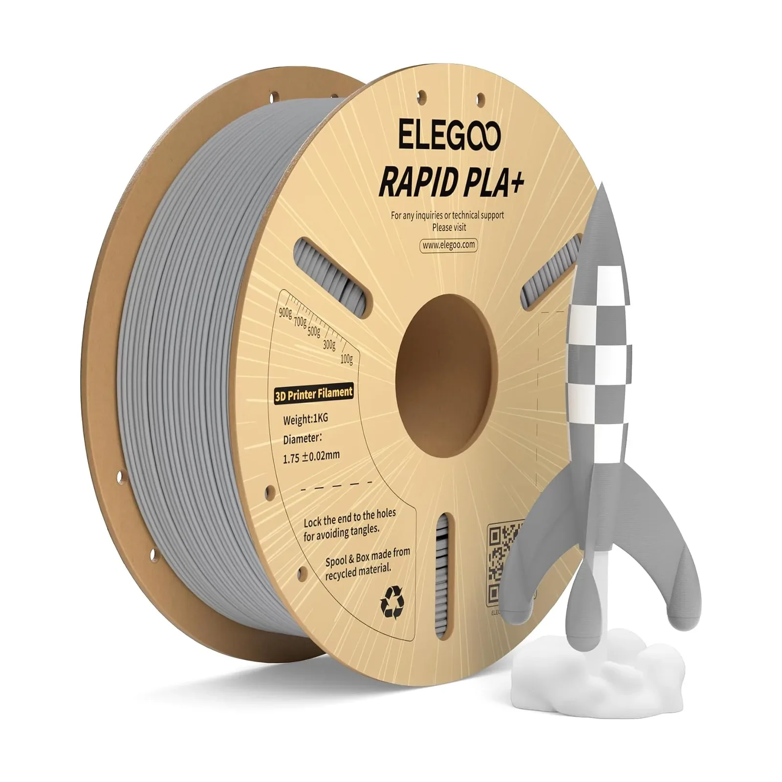 Elegoo Rapid PLA+ Cinza, foto 2 de 2
